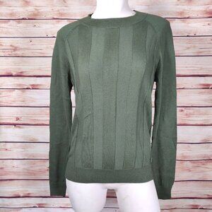 Holmes & Yang Green Cotton and Cashmere Cutout Sweater Small